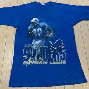 Vintage 1995 NFL Salem Barry Sanders Detroit Lions T-shirt Tee Royal Blue L